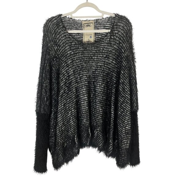 Vintage Concept Sweaters - Retro Fuzzy Sweater Black XL Neutral Minimalist Preppy Classic Chic Boho Goth